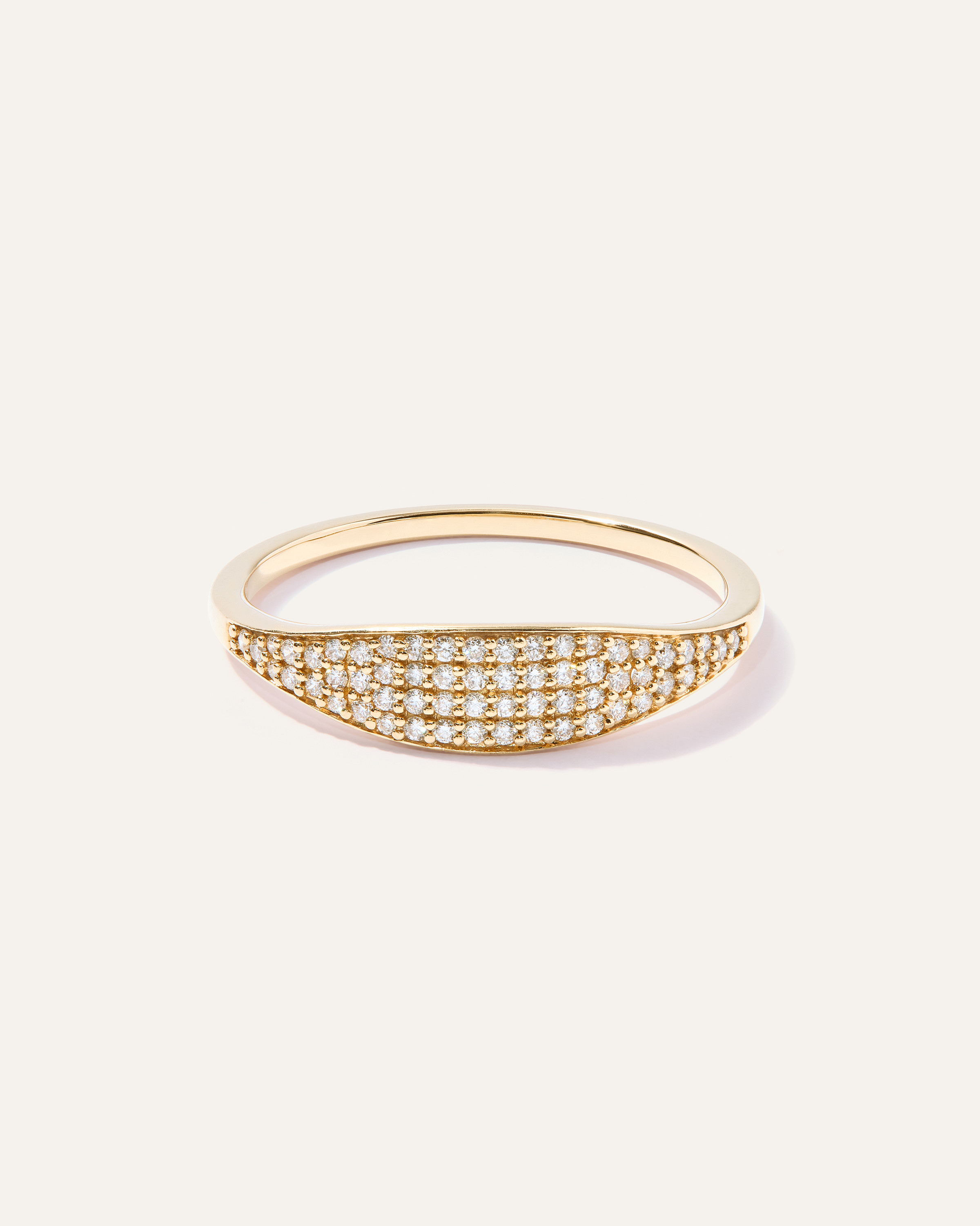 Pave Diamond Slim Signet Ring in Yellow Gold | Quince