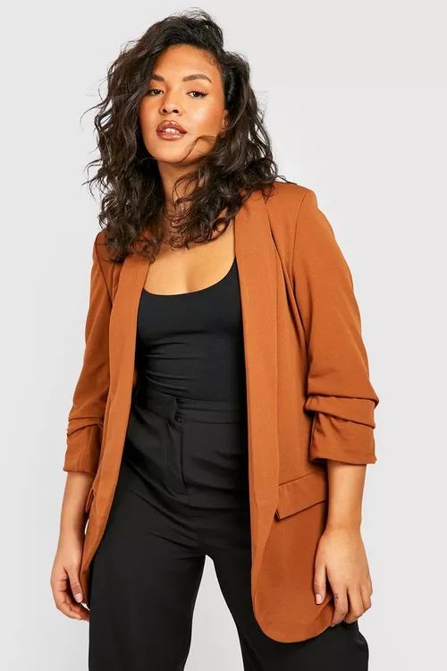 Plus Ruched Sleeve Blazer | Boohoo.com (US & CA)