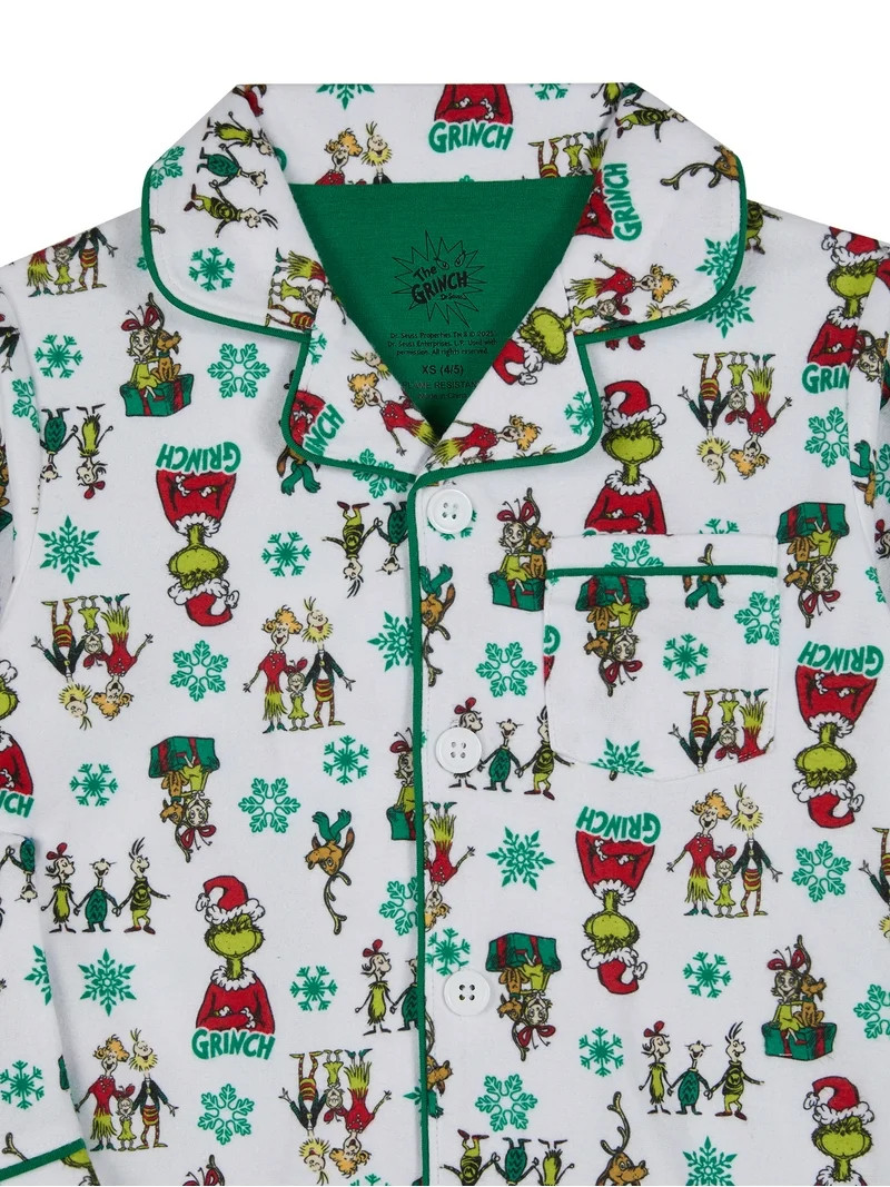 Grinch Boys Notch Collar Top and Sleep Pants Pajama Set, 2-Piece, Size XL | Walmart (US)