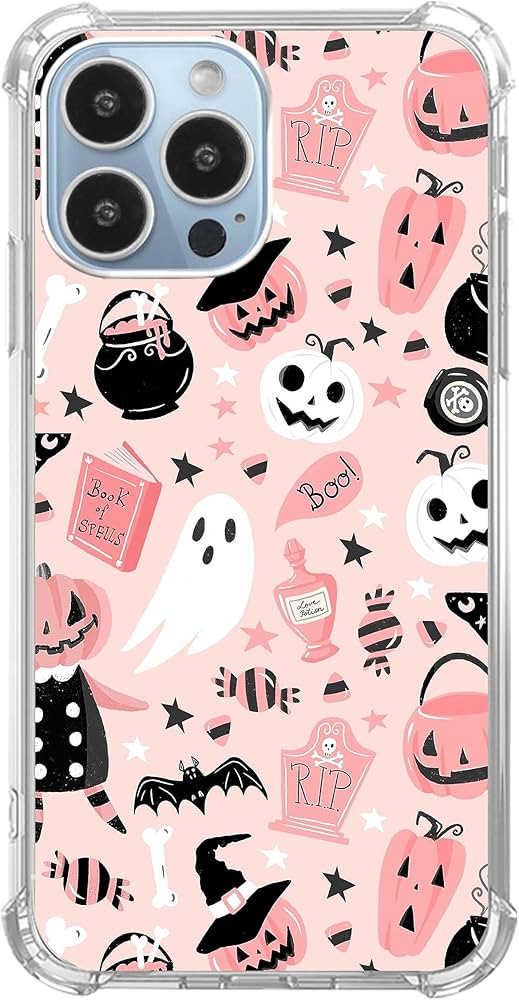 Pink Halloween Pumpkin Ghost Case Compatible with iPhone 13 Pro Max, Witchy Pumpkin Halloween Boo... | Amazon (US)