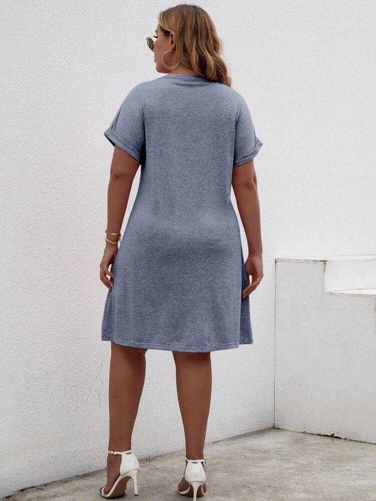 Plus Space Dye V-neck Tee Dress | SHEIN