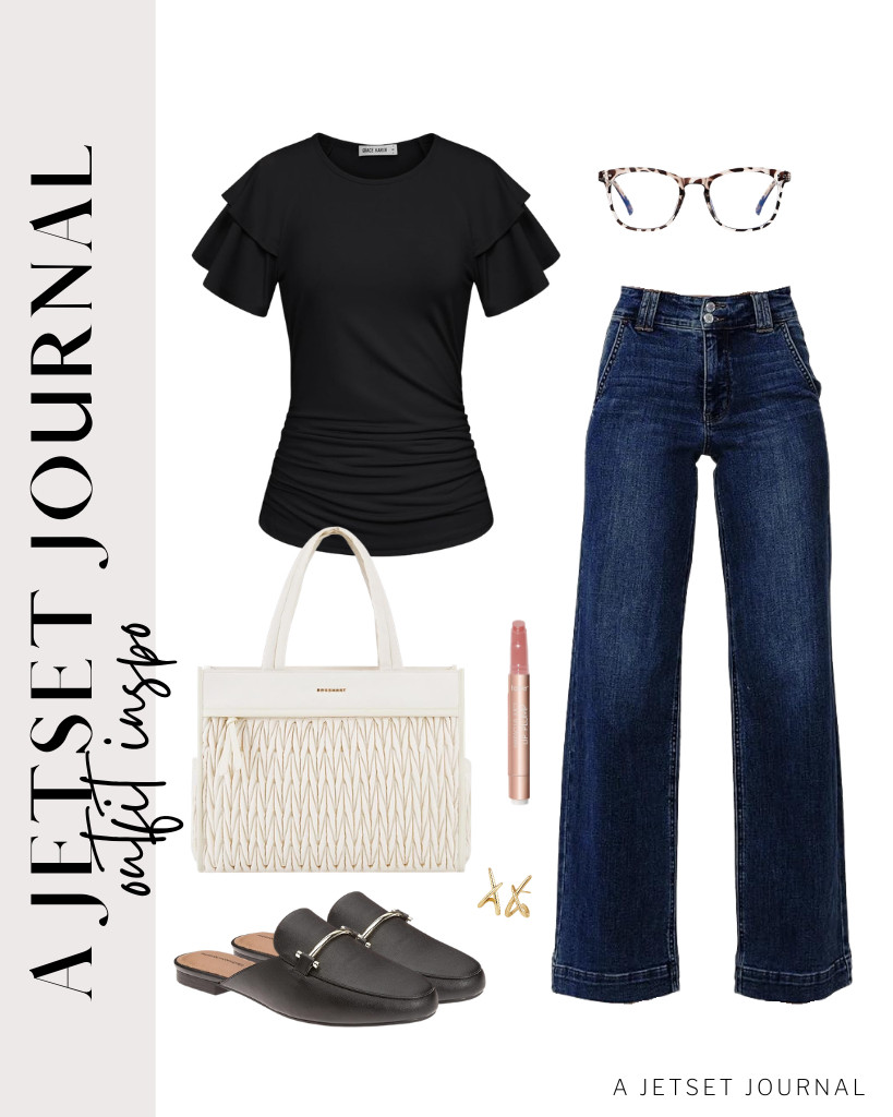 The last outfit is this black ruffle-sleeve top from GRACE KARIN, which looks great with Astylish wide-leg jeans and slip-on buckle mules. This pair of gold earrings and the BAGSMART tote bag make a perfect accessory to style this outfit.

#LTKSeasonal #LTKSaleAlert #LTKTravel


 

 