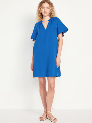 Crinkle Gauze Mini Swing Dress | Old Navy (US)