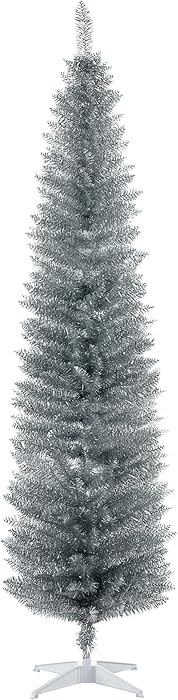 HOMCOM 7' Artificial Pencil Christmas Tree, Slim Xmas Tree with 499 Realistic Branch Tips and Pla... | Amazon (US)