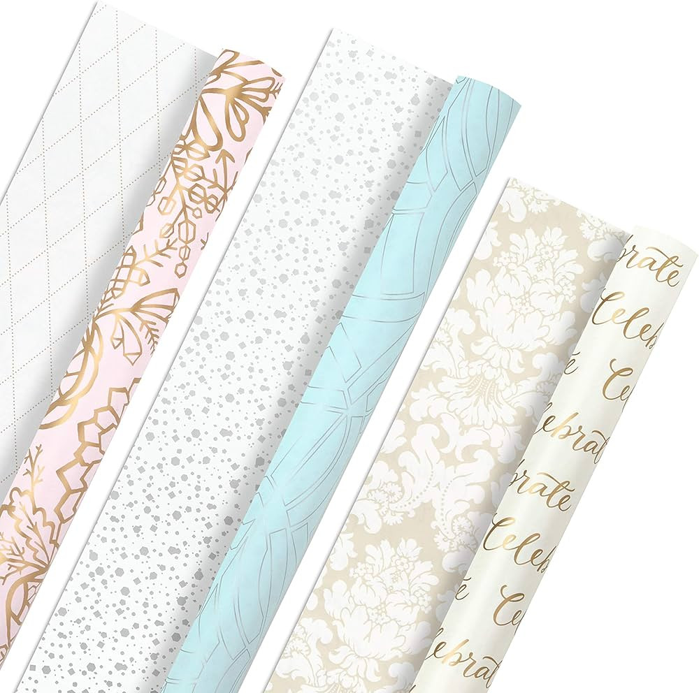 Hallmark All Occasion Reversible Wrapping Paper Bundle - Pastel & Metallic Celebrate (3-Pack: 75 ... | Amazon (US)