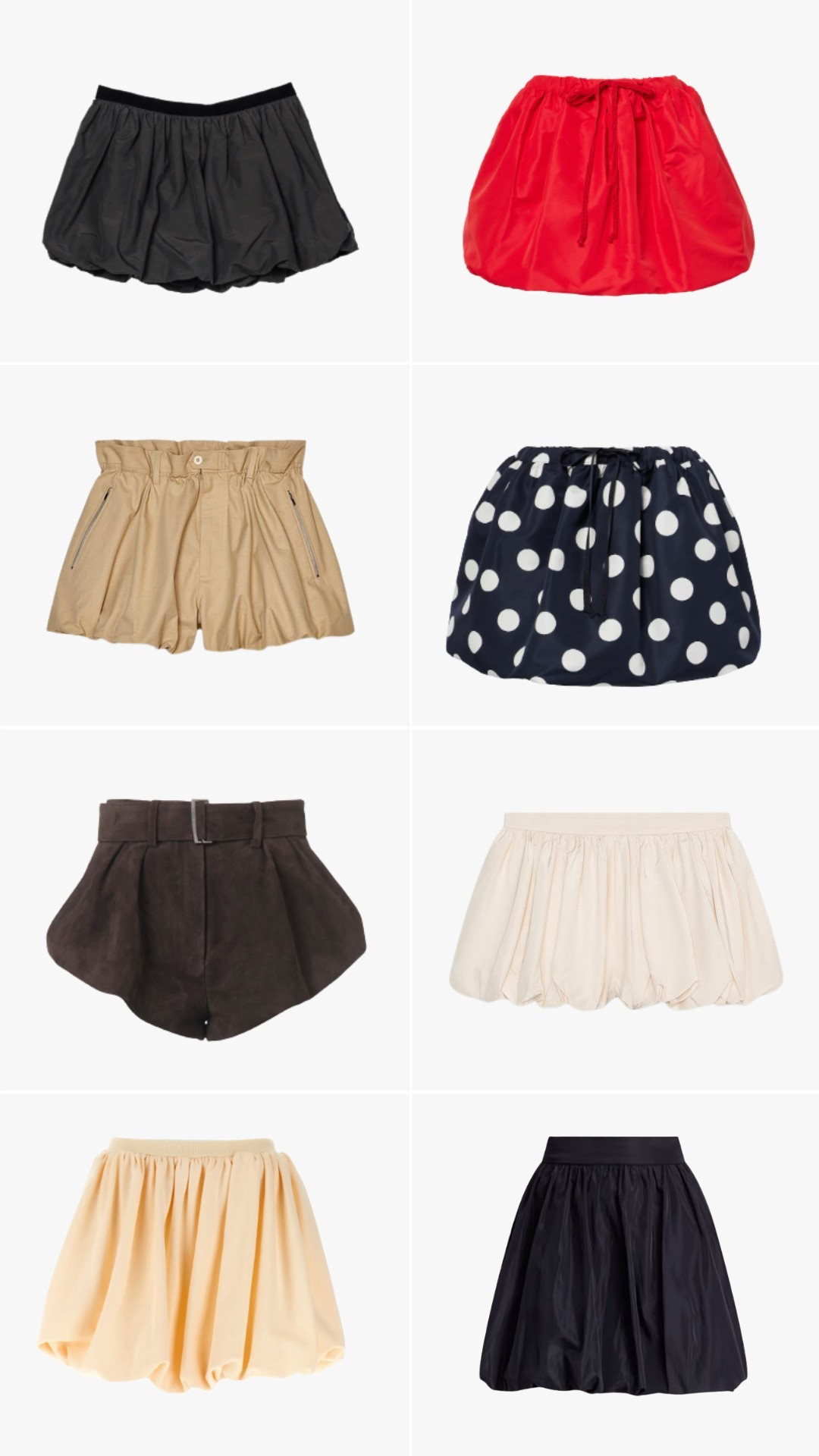 Bubble shorts and skirts