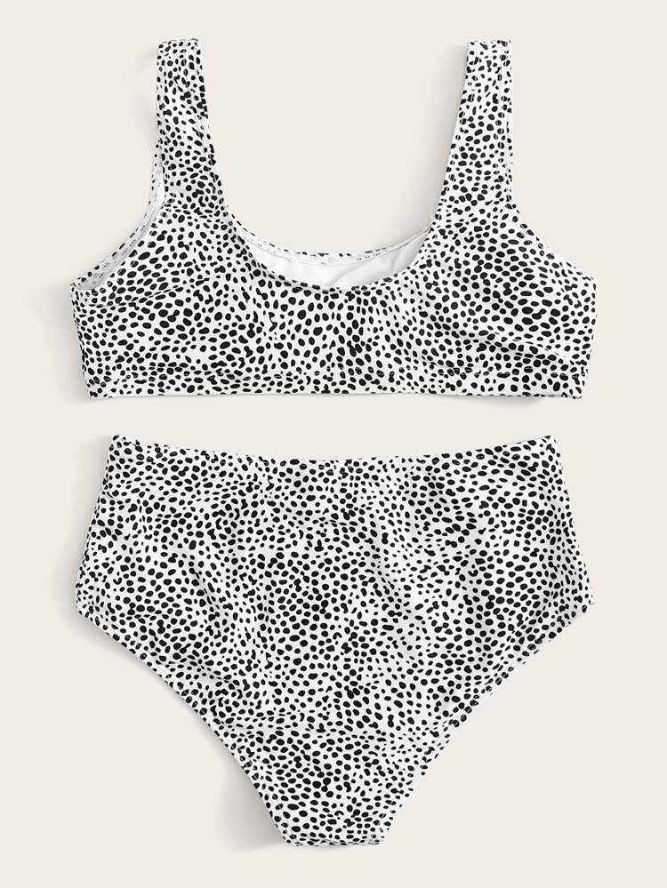 Dalmatian High Waisted Bikini Swimsuit | SHEIN