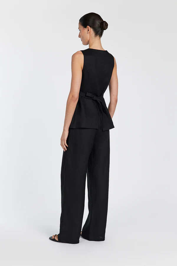 NORAH BLACK LINEN PANT | DISSH