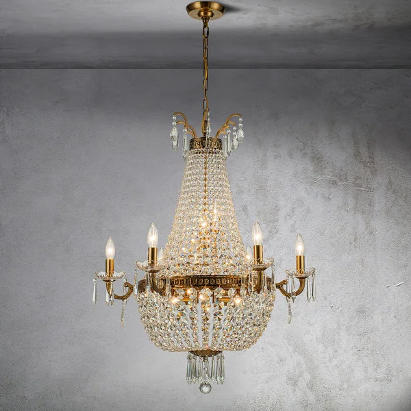 CraftHome Classic Elegance 12-Light Antique Bronze Empire Crystal Candle Chandelier - W30'' × H3... | Bed Bath & Beyond