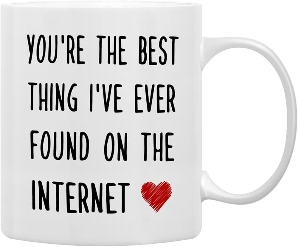 QASHWEY Romantic Gifts for Her Him Coffee Mug, You're The Best Thing I’ve Ever Found On The Int... | Amazon (US)