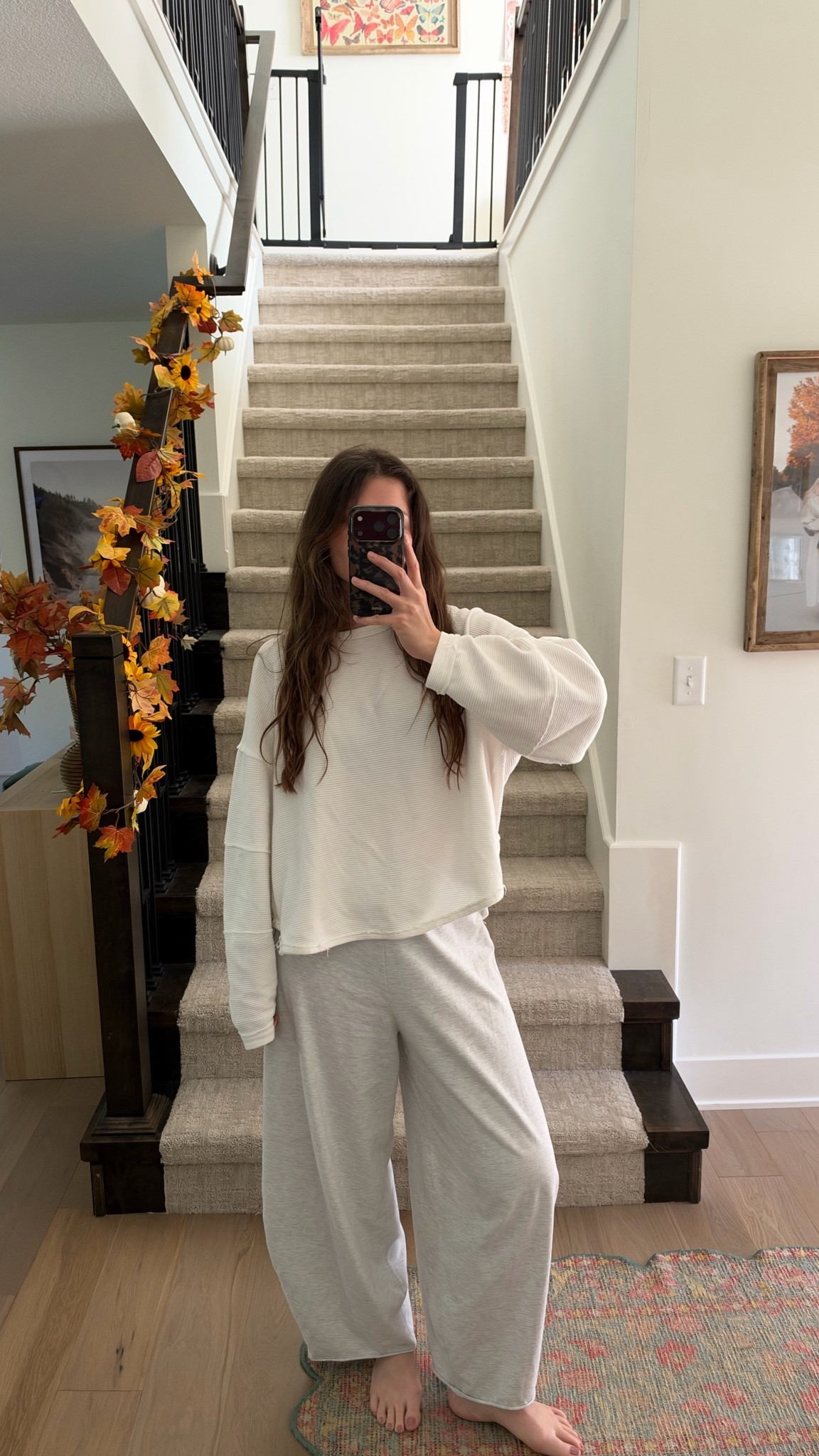 wearing a small in top and pants! Favorite comfy pants lately, so nice for time at home