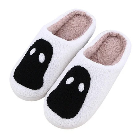 Mubineo Halloween Slippers Ghost Slippers Women Men Furry House Shoes Non-Slip Rubber Sole Soft Slip Home Shoes for Indoor and Outdoor | Walmart (US)