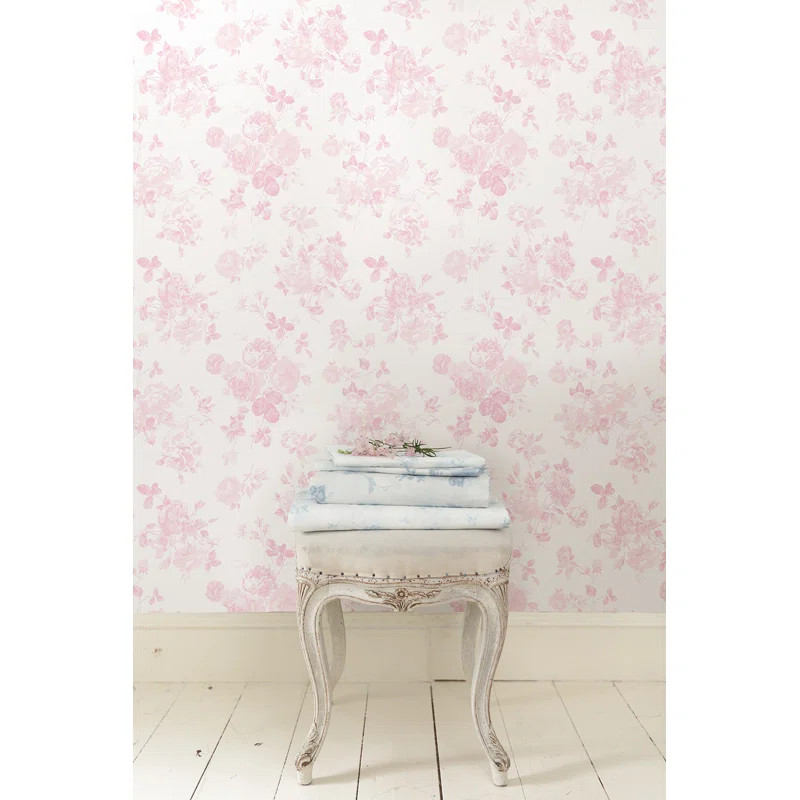 18' L x 20.5" W Everblooming Rosettes Peel & Stick Wallpaper Roll | Wayfair North America