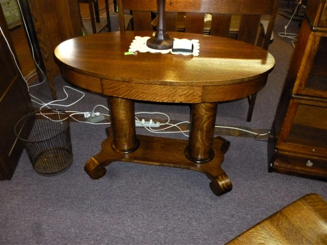 Antique Oak Library table desk w/ drawer refinished 1900's Oval top shipping calculator incorrect | Etsy (US)