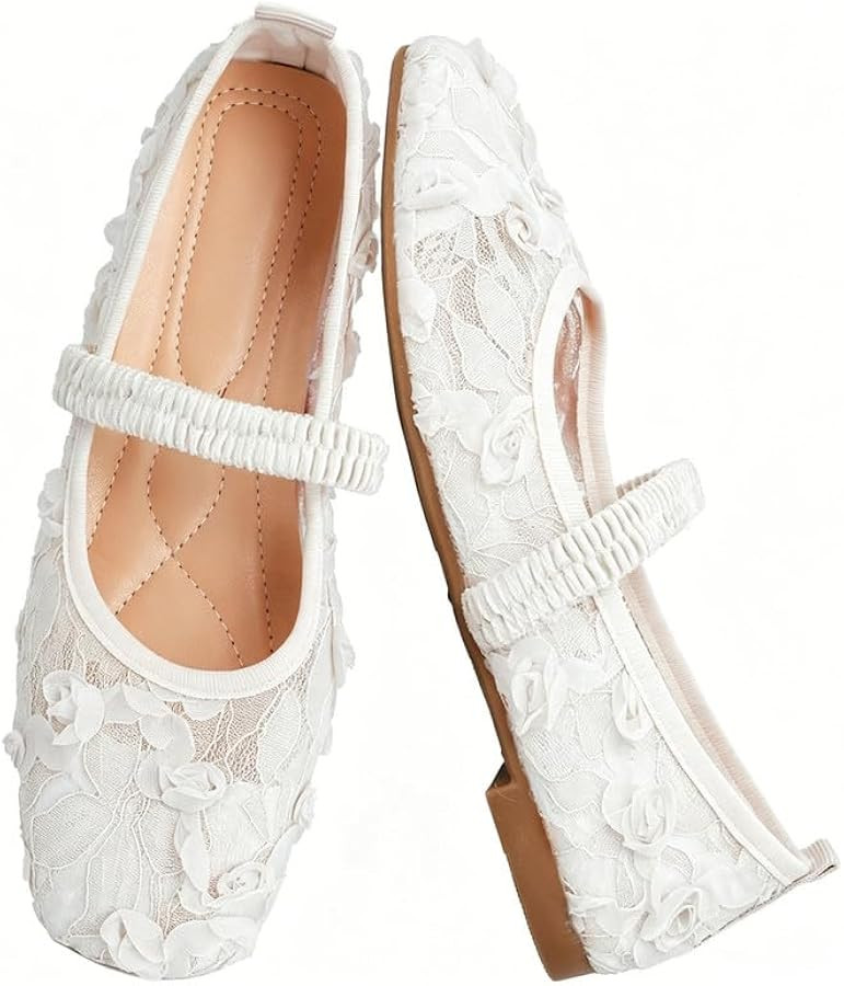 MAVMAX Ballet Flats with Strap for Women Floral Ballet Flats Mesh Shoes Women Flat Slip On Baller... | Amazon (US)