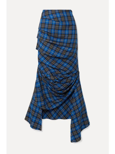 Gathered checked twill midi skirt | NET-A-PORTER (UK & EU)