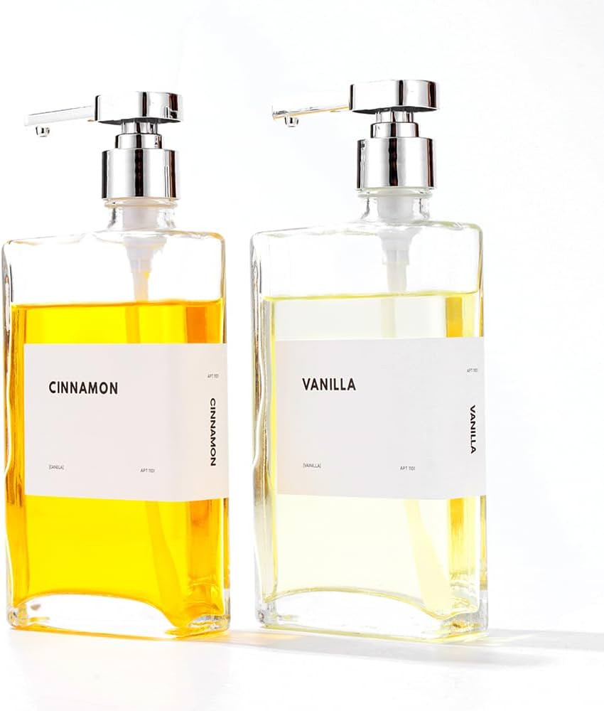 Glass Coffee Syrup Dispensers with Pumps, Syrup Bottles with Label Set - Essential Coffee Bar Acc... | Amazon (US)