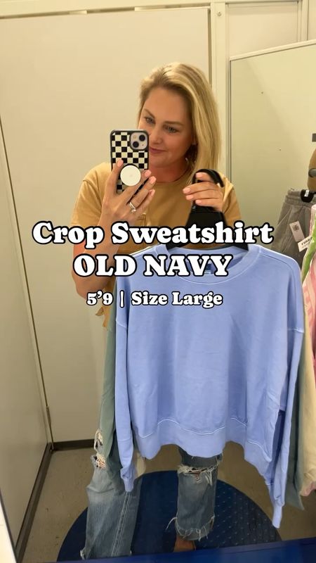 Cute crop sweatshirt from Old Navy! Wearing my normal large.

#LTKmidsize #LTKstyletip #LTKfindsunder50