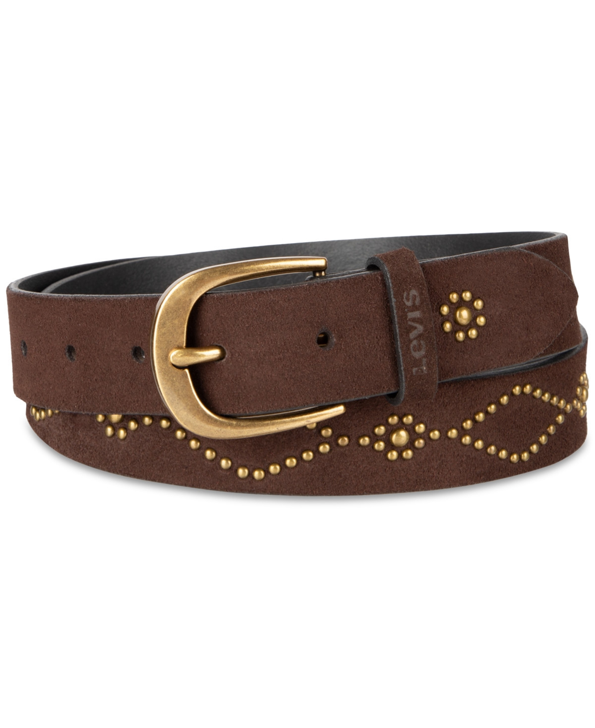 Levi's Western Studded Suede Casual Belt - Dark Brown | Macy's