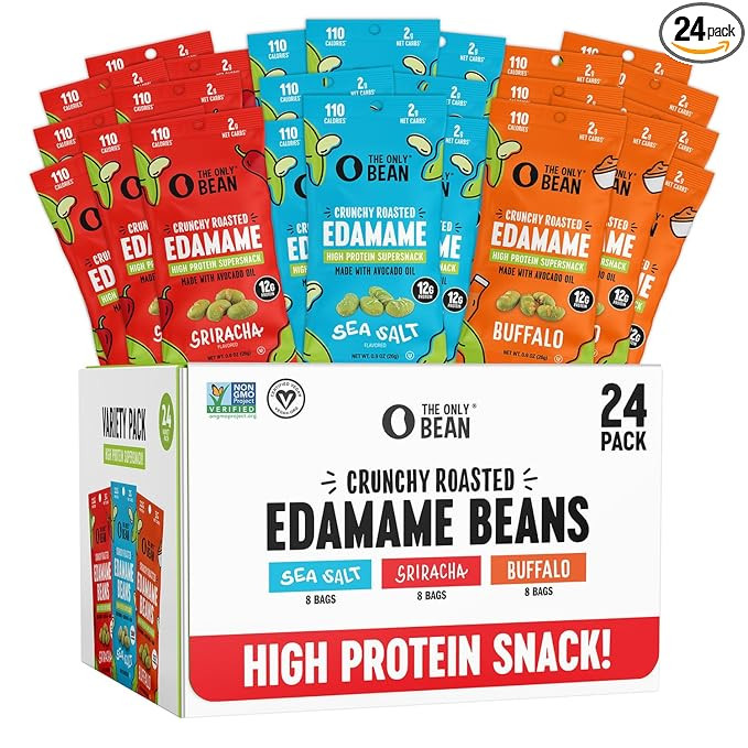 The Only Bean Crunchy Roasted Edamame - Healthy Snacks for Adults and Kids (Variety Pack), Low Ca... | Amazon (US)