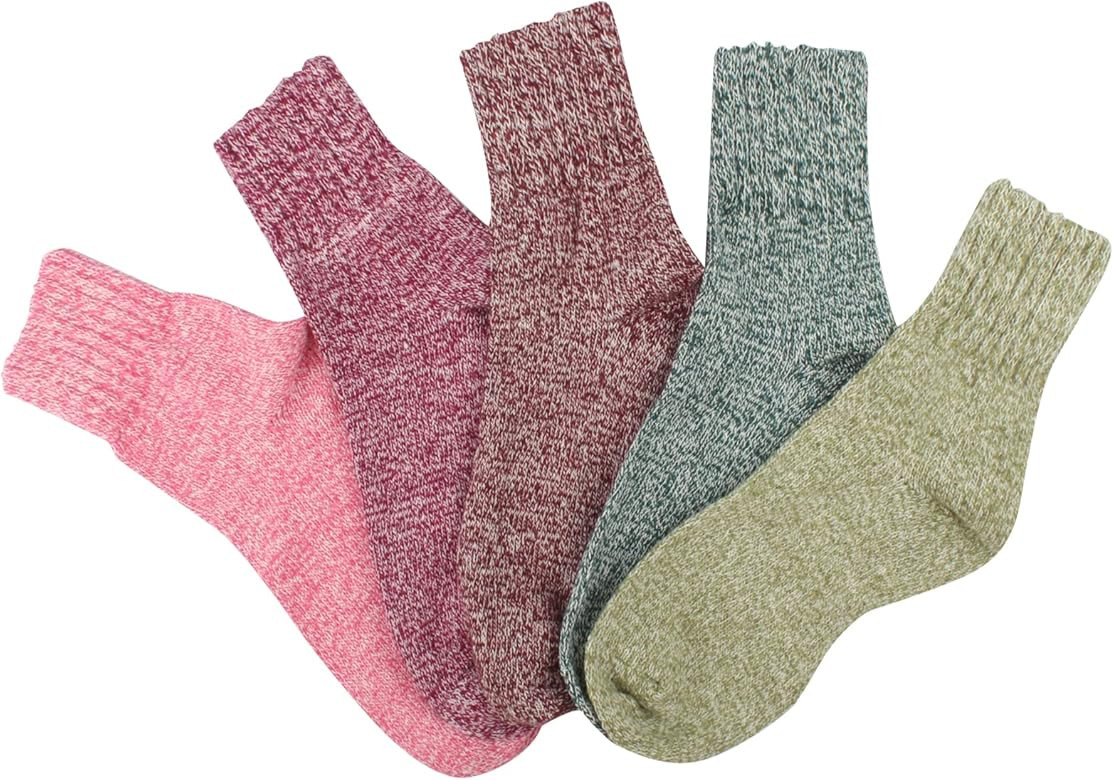 YEEPSYS Womens Vintage Winter Soft Warm Thick Cold Knit Wool Crew Socks, Multicolor, free size | Amazon (US)
