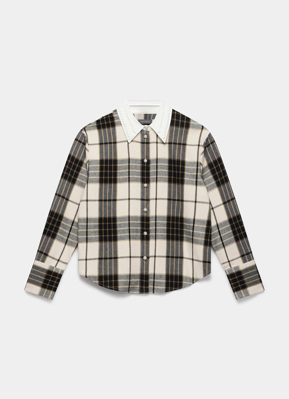 Neutral Checked Cotton Shirt | Mint Velvet