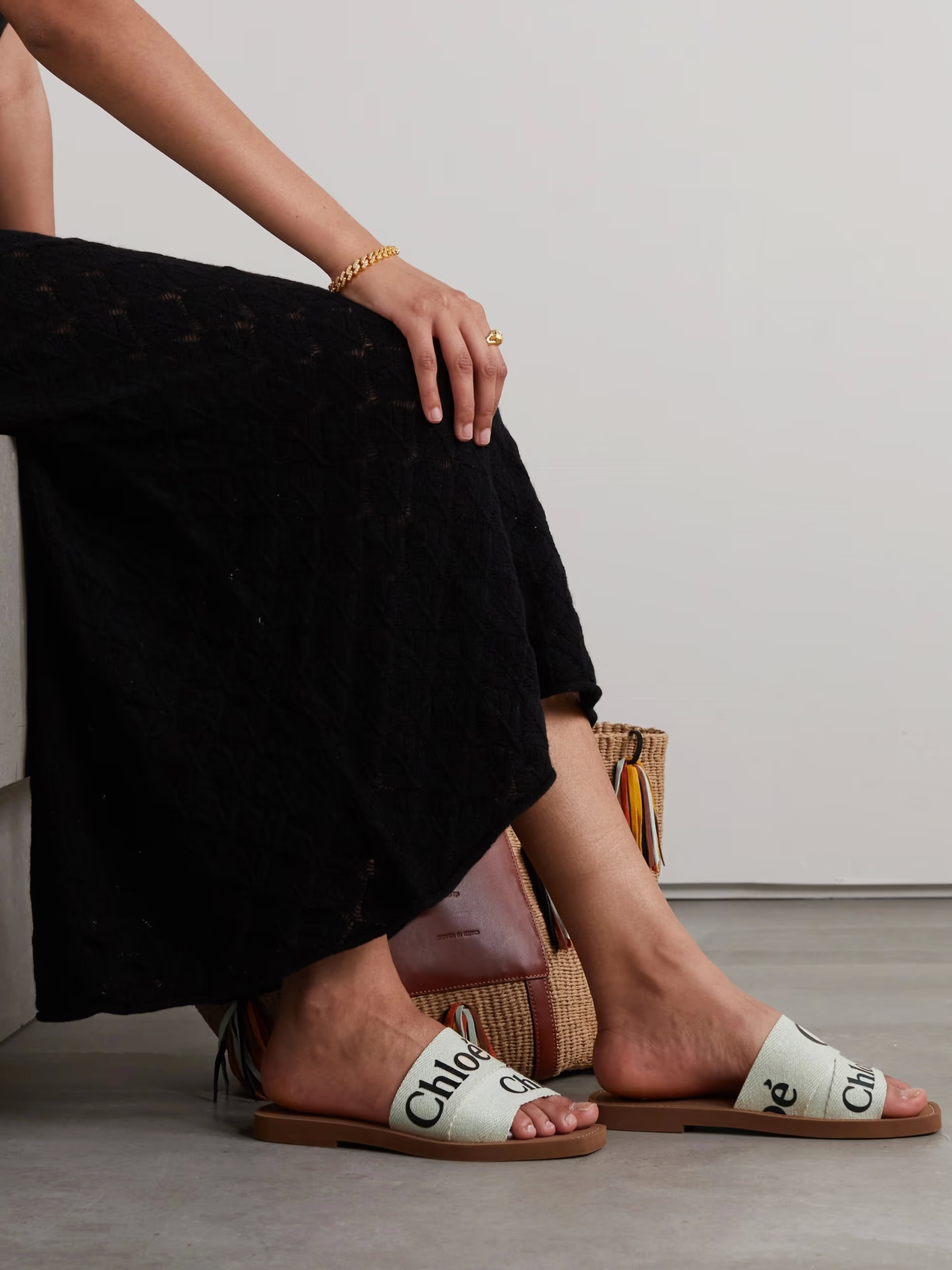 CHLOÉ Woody logo-print canvas slides | NET-A-PORTER | NET-A-PORTER (UK & EU)