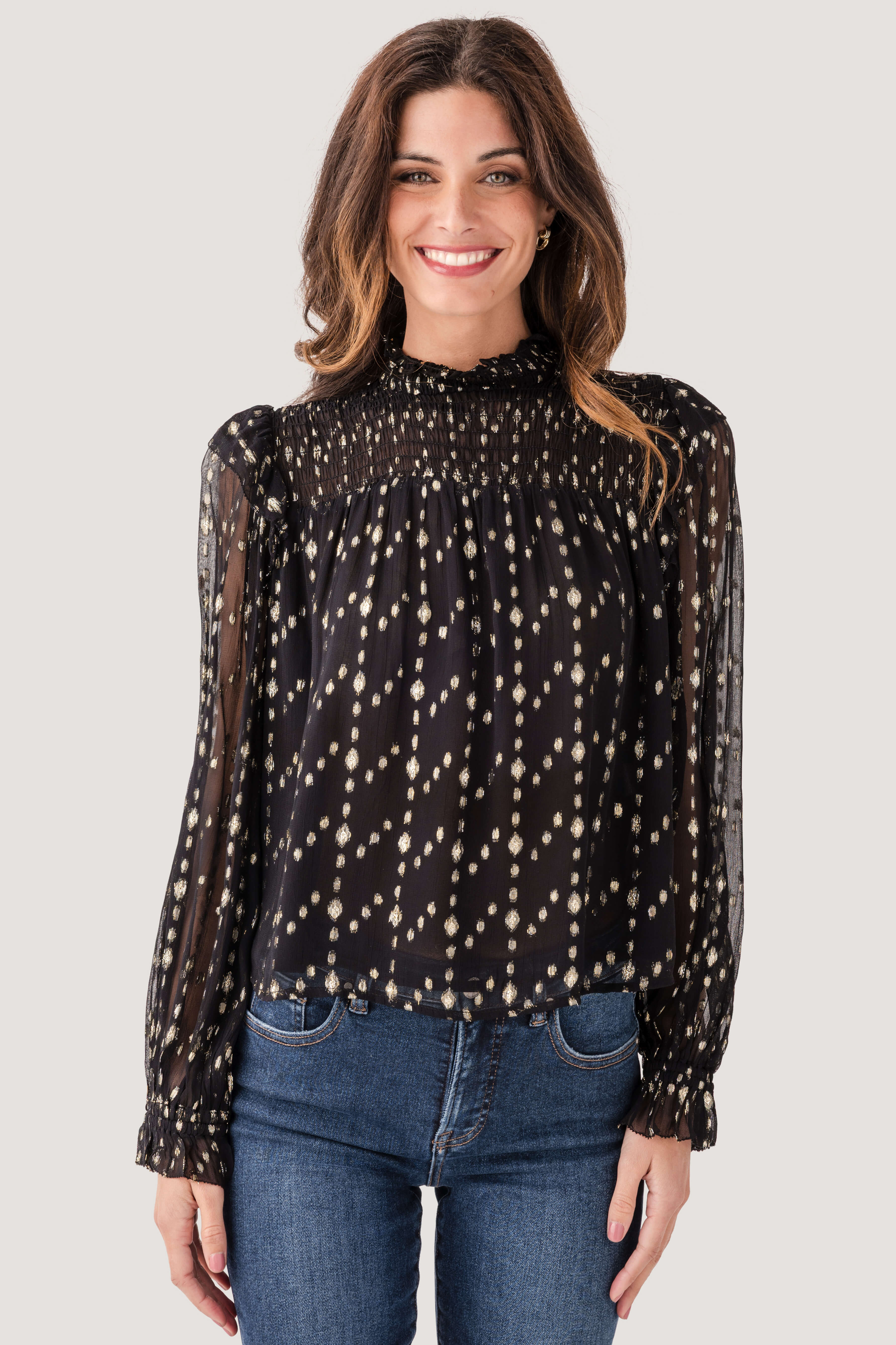 Elan Lurex Long Sleeve Top | Social Threads