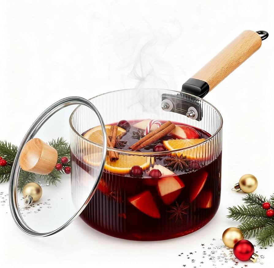 Christmas Glass Cooking Pot 1.8l Saucepan Stove Glass Potpourri Simmer Pot for Stove Top Christma... | Amazon (US)