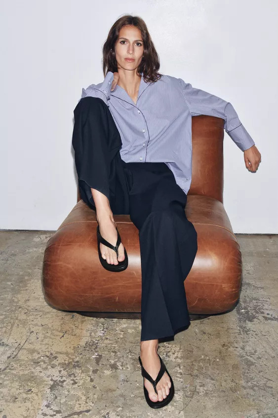 FLAT LEATHER SANDALS | Zara US