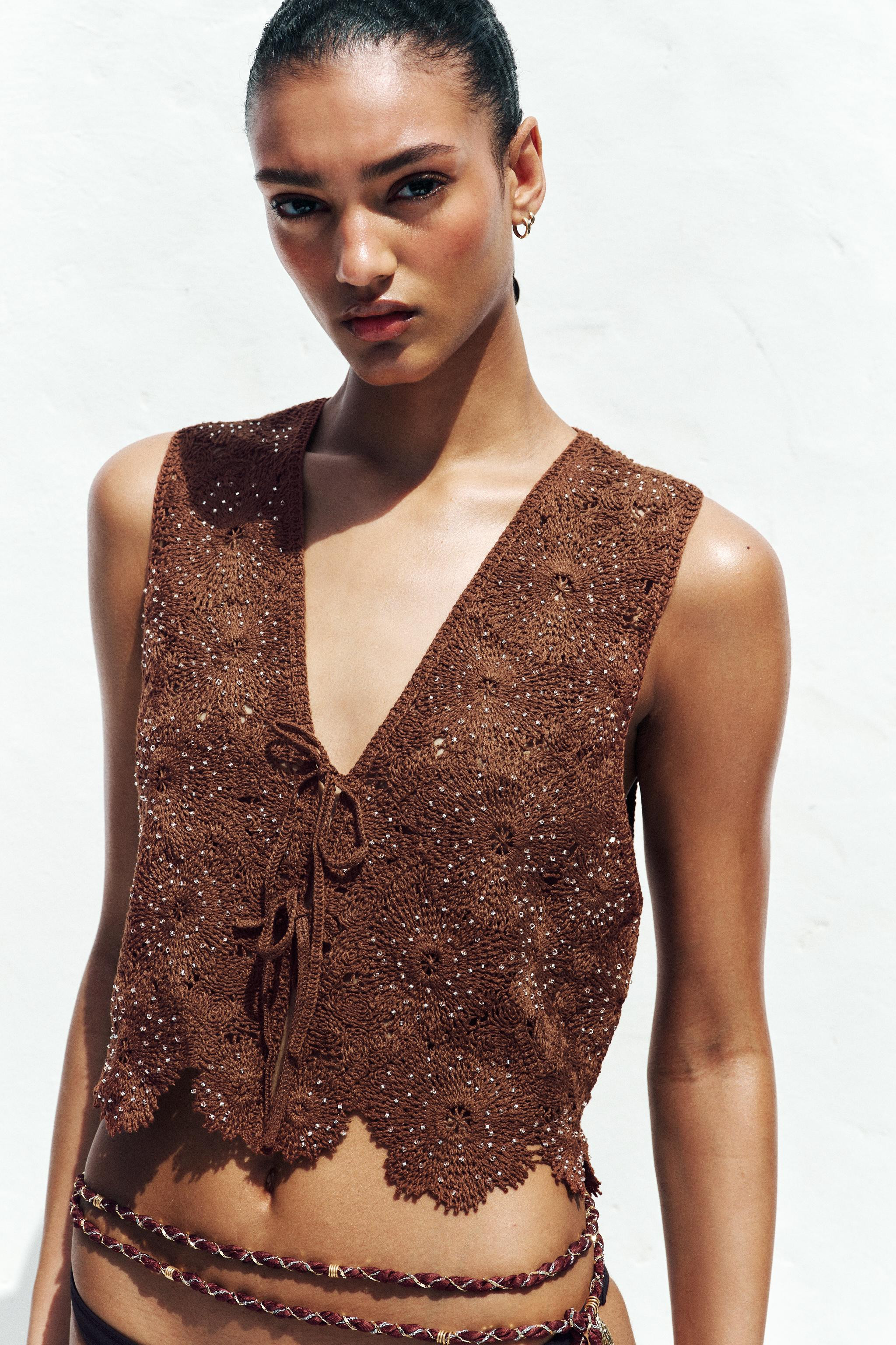 CROCHET WAISTCOAT TOP | Zara UK