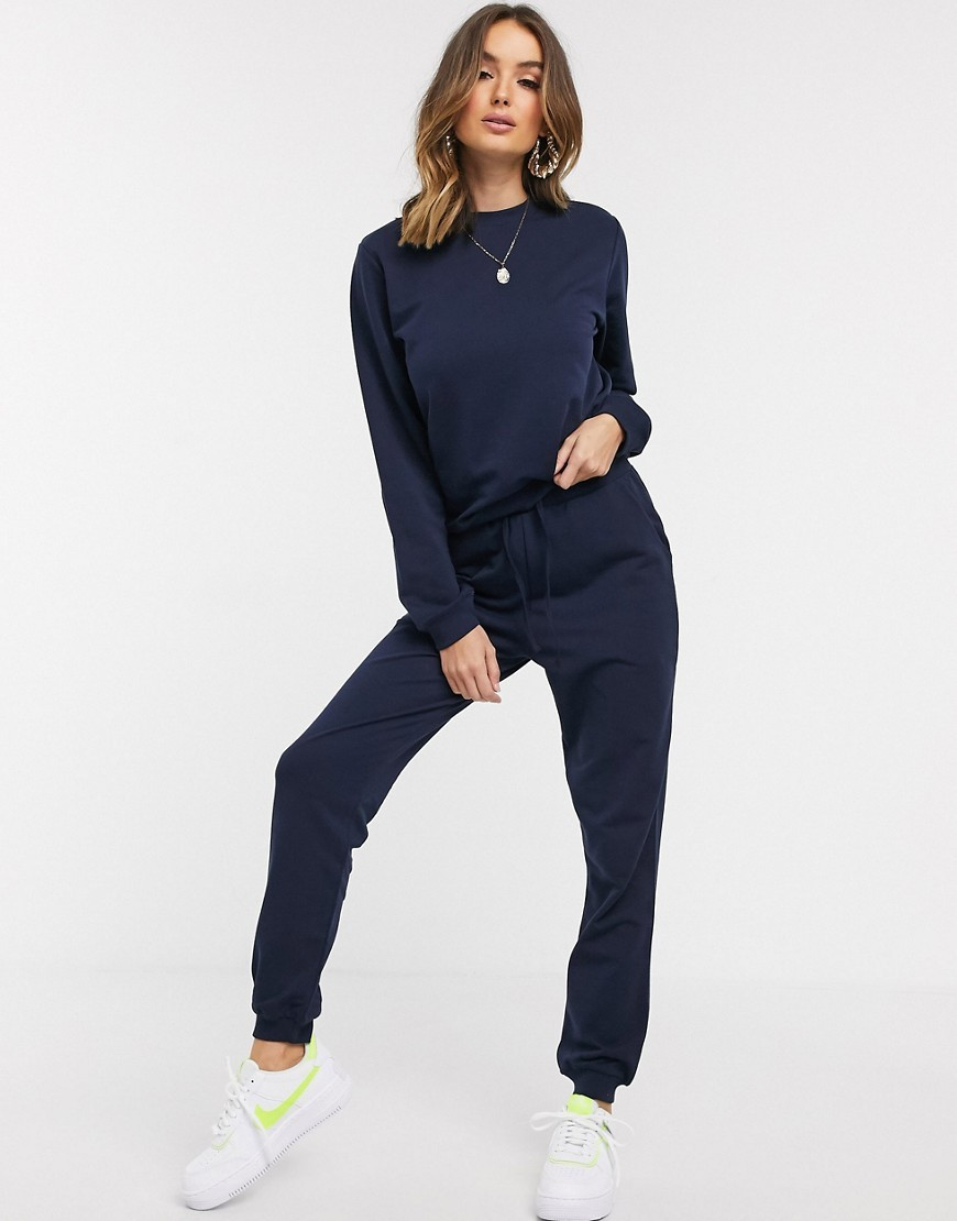 ASOS DESIGN tracksuit ultimate sweat / jogger with tie in organic cotton in navy-Blue | ASOS (Global)