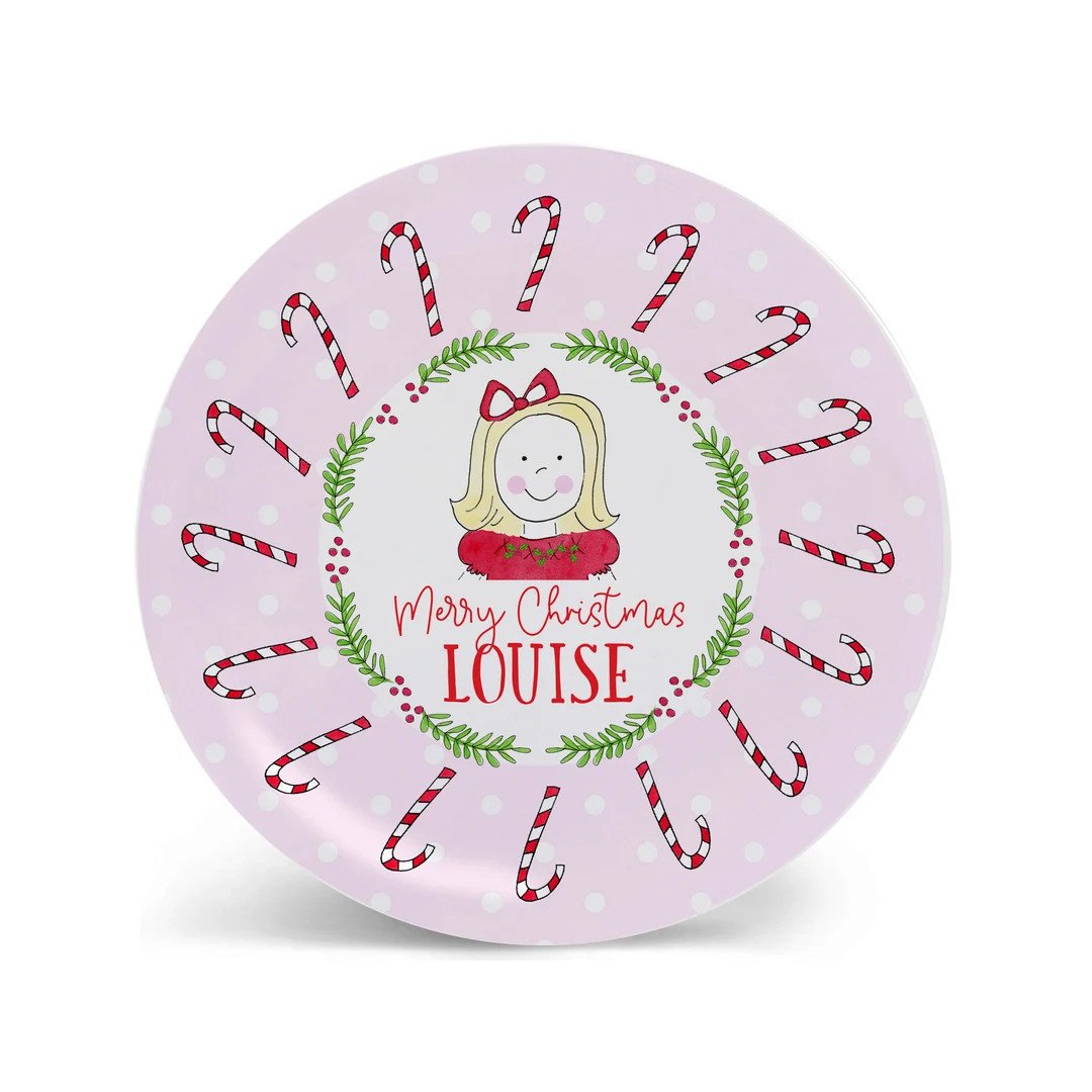 Christmas Girl Face Personalized Kid Plate Custom Hair Child Plate Girl Christmas Gift | Kids Pla... | Etsy (US)