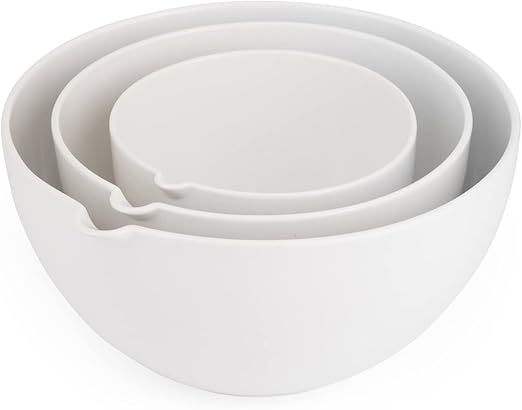 nambe Duets Nesting Mixing Bowls, 3 Piece Set, Round Porcelain Prep Bowl, White, Kitchen, Cooking... | Amazon (US)