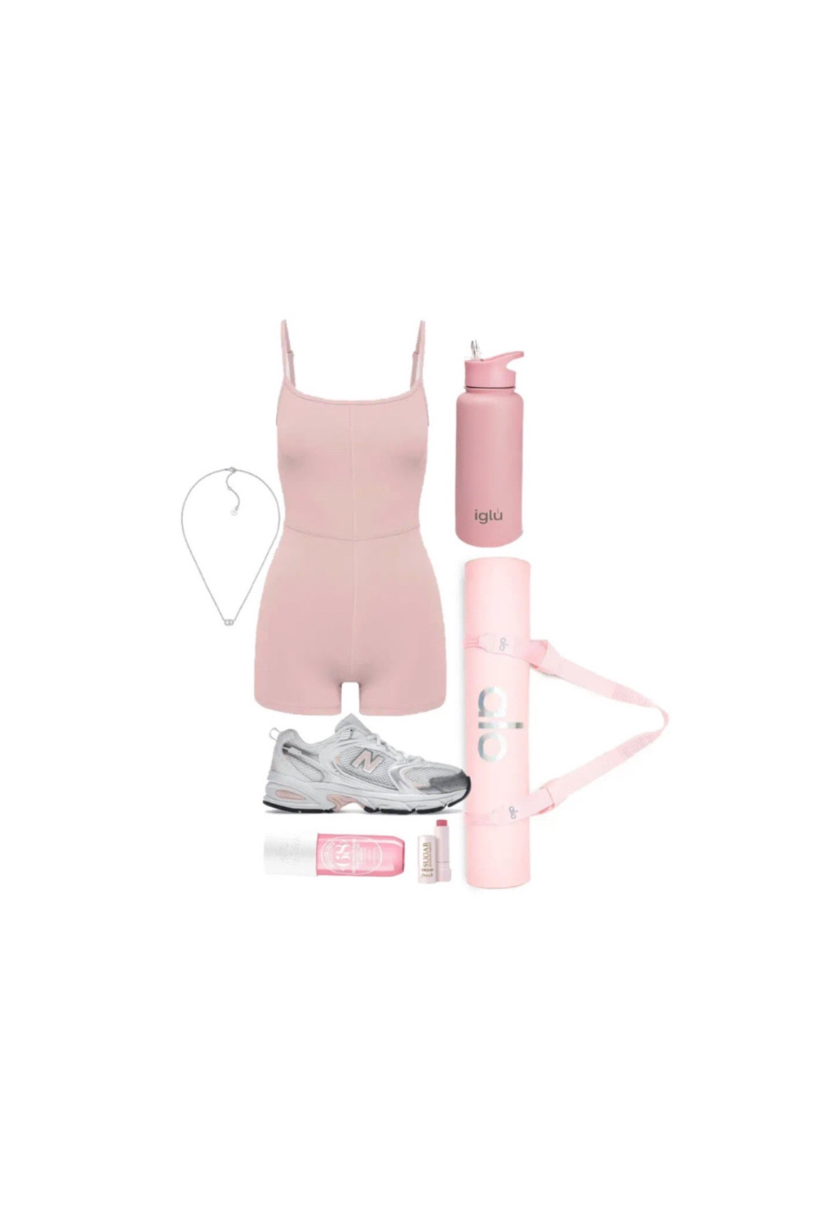 Pilates princess gym 
Workout wear 
Pink workout bottle 
Pink yoga mat 
New balance Grey and pink 

#LTKBacktoSchool #LTKFitness #LTKcurves