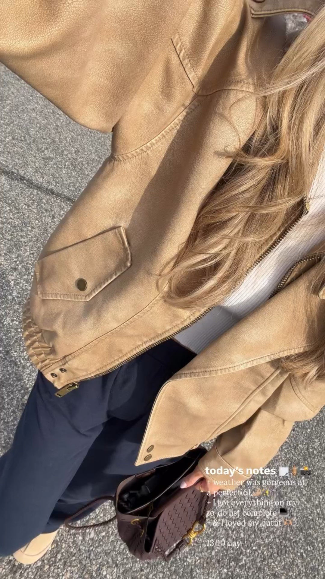 today’s notes 🗒️🧋📸 + weather was gorgeous at a perfect 61 🤌🏼✨
+ I got everything on my to-do list complete 💻
+ & I loved my outfit 🫶🏼

13/10 day