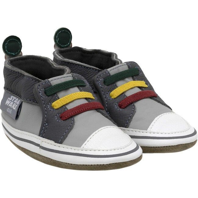 Robeez | Boba Fett TM Soft Sole Shoes (Grey, Size 0-6M) | Maisonette | Maisonette