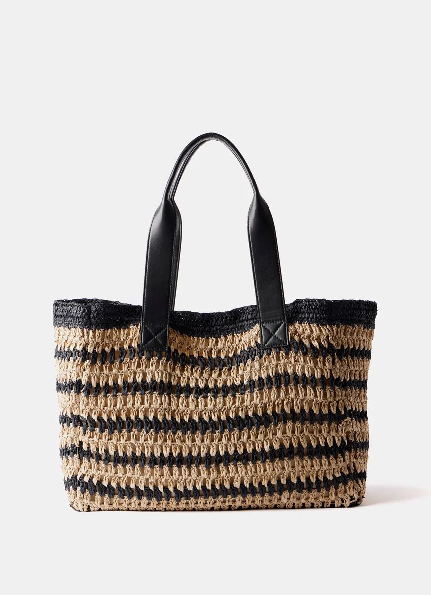 Black Striped Tote Bag | Mint Velvet