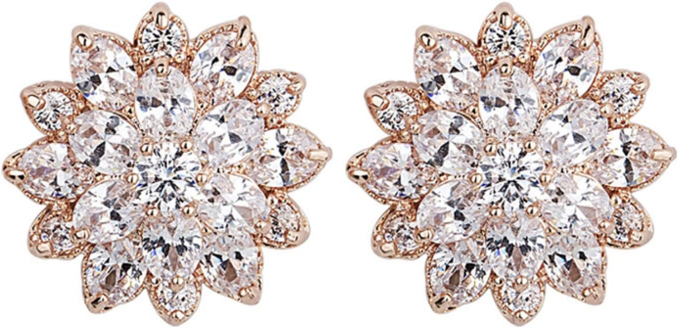 White Gold Plated Sun Flower Marquise Cubic Zirconia Crystal Chandelier Crystal Rhinestone Stud E... | Amazon (US)