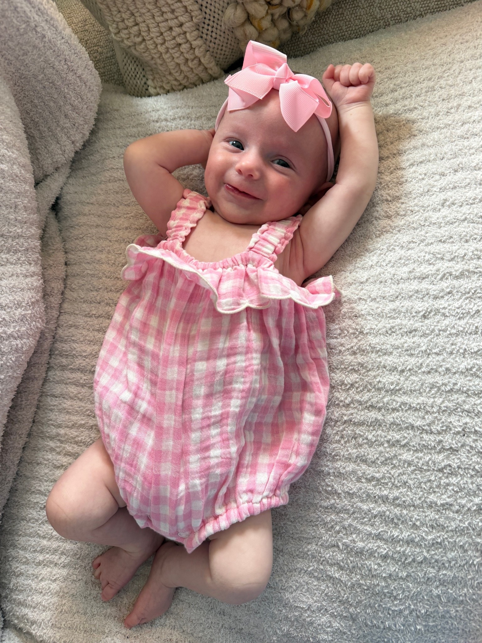 Newborn baby girl pink bubble summer outfit from Amazon!
