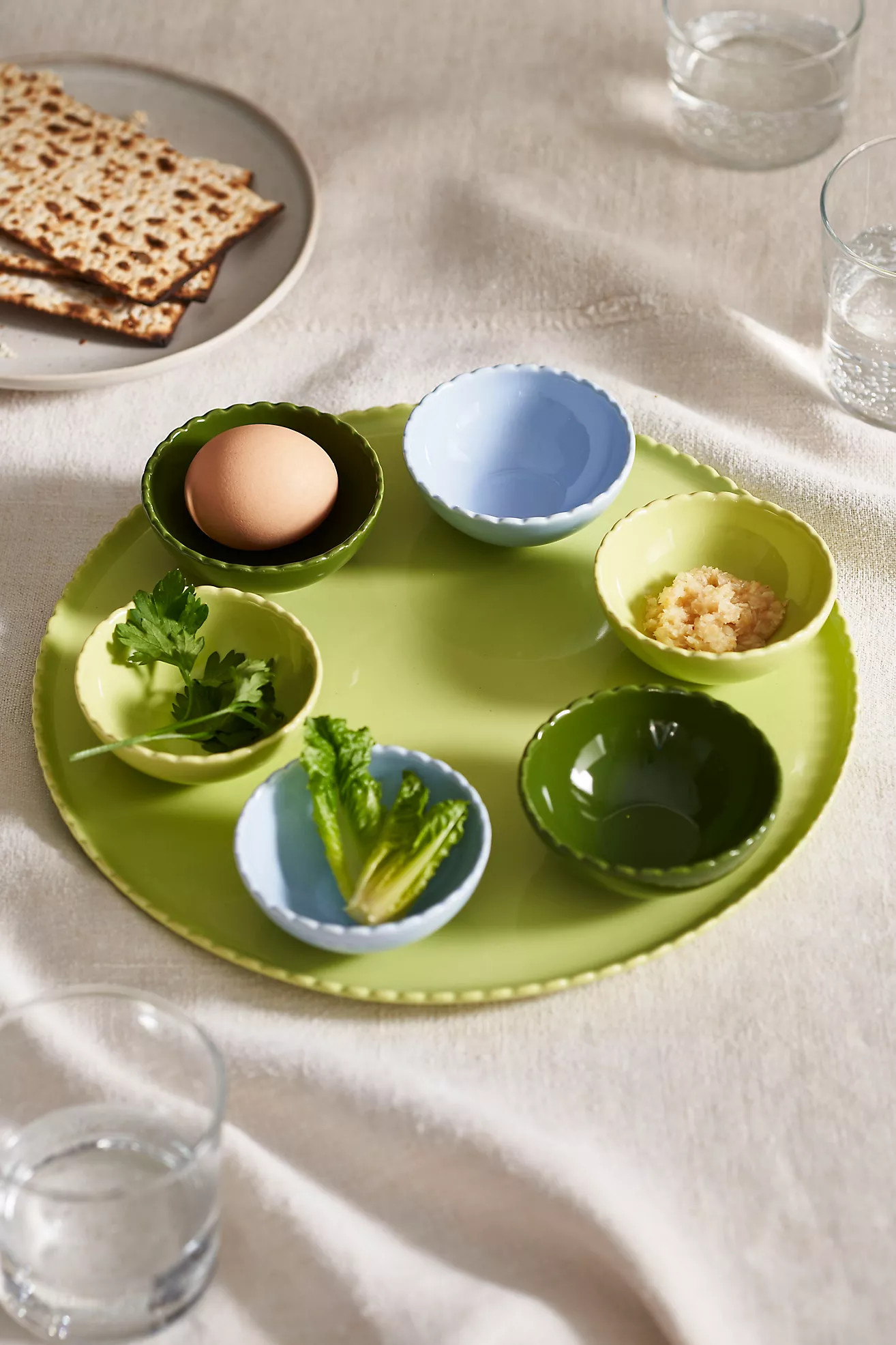Scalloped Ceramic Seder Set, Multi | Anthropologie (US)