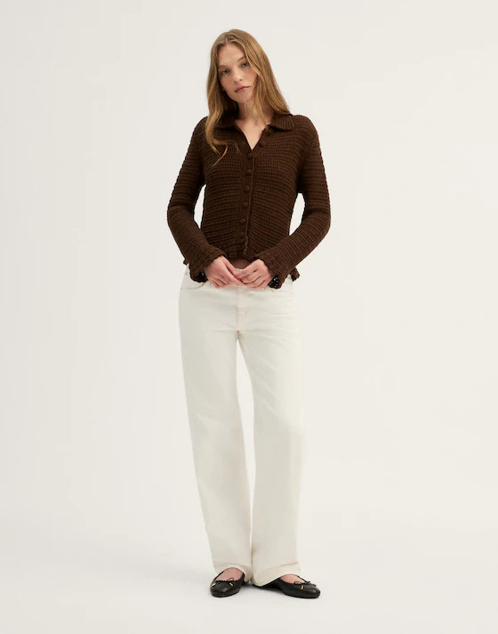 Pointelle-Knit Peplum Cardigan in 100% Cotton | Madewell