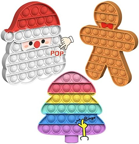 Christmas Pop Fidget Toys - Gingerbread Man Santa Claus Christmas Tree Popper Fidget Bubbles Sili... | Amazon (US)