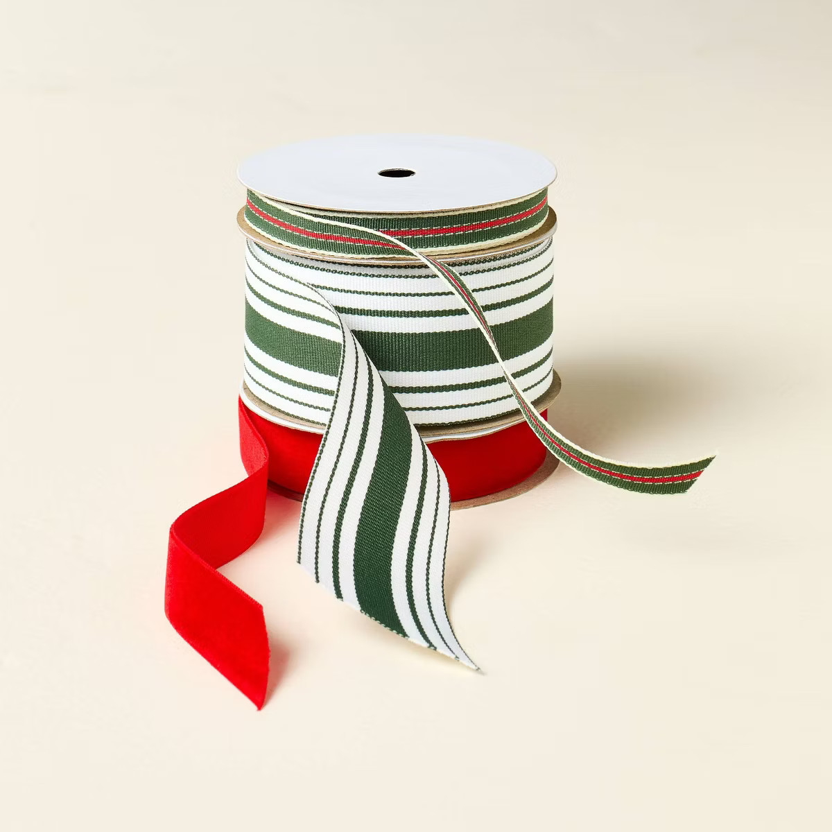 3ct Red Velvet and Mixed Stripe Christmas Gift Ribbon 45ft - Hearth & Hand™ with Magnolia | Target