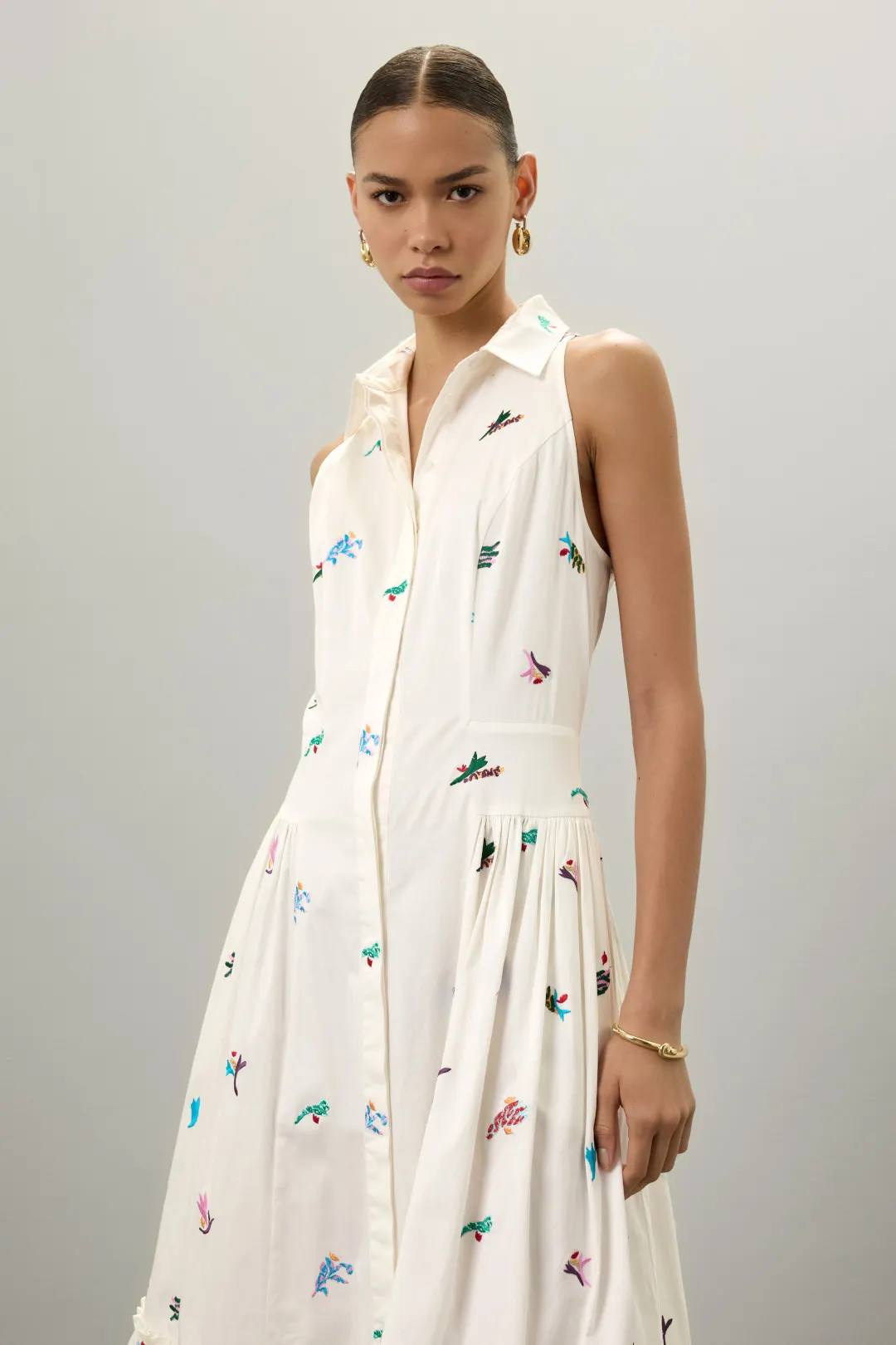 Sleeveless Embroidered Midi Shirt Dress | Rent the Runway