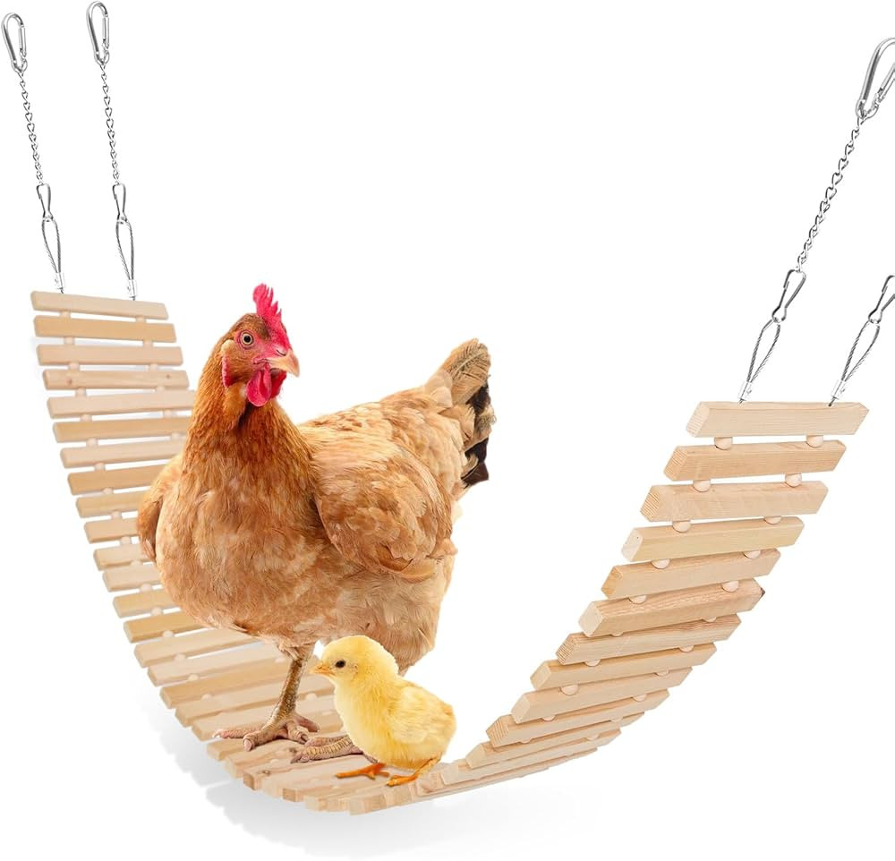 Chicken Coop Toy Natural Wooden Chicken Swing & Bridge Toys Multi-Functional Poultry Perch with W... | Amazon (US)