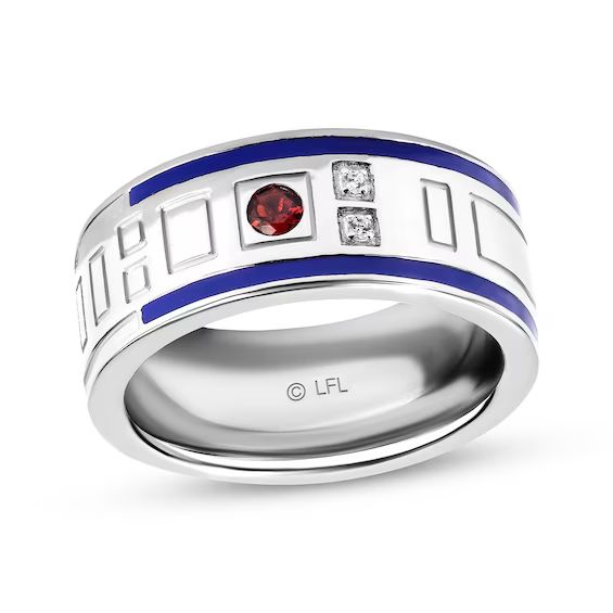 Star Wars R2-D2 Men's Garnet, Diamond-Accent & Enamel Ring Sterling Silver | Kay Jewelers
