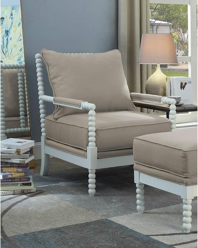 Best Master Furniture West Palm Solid Wood Living Room Accent Chair in Beige/White | Amazon (US)