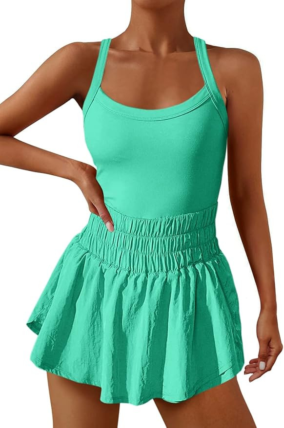 Yanekop Womens One Piece Running Outfits Bodycon Tennis Romper Athletic Skorts Jumpsuit Yoga Gym ... | Amazon (US)