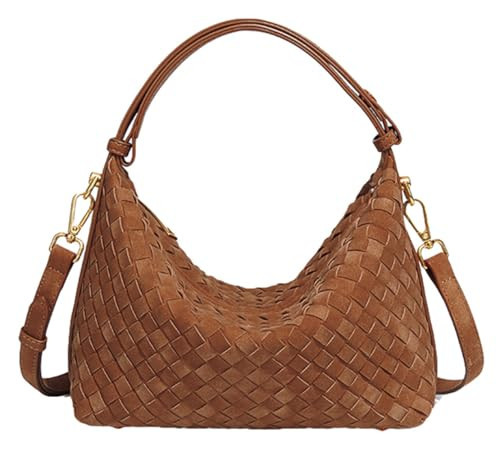 Suede Woven Tote Bag Shoulder Purse for Women Faux Suede Crossbody Handbag Clutch Woven Hobo Bag Satchel Slouchy Handbag 2025 | Amazon (US)